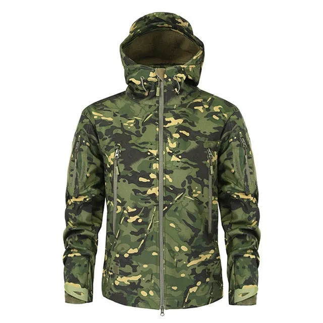 Skin Soft Shell Military Tactical Jacket Men Waterproof Army Fleece Clothing Multicam Camouflage Windbreakers 4XL