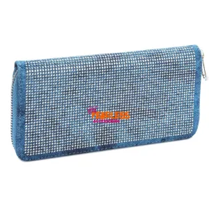 Skye distressed denim rhinestone wallet