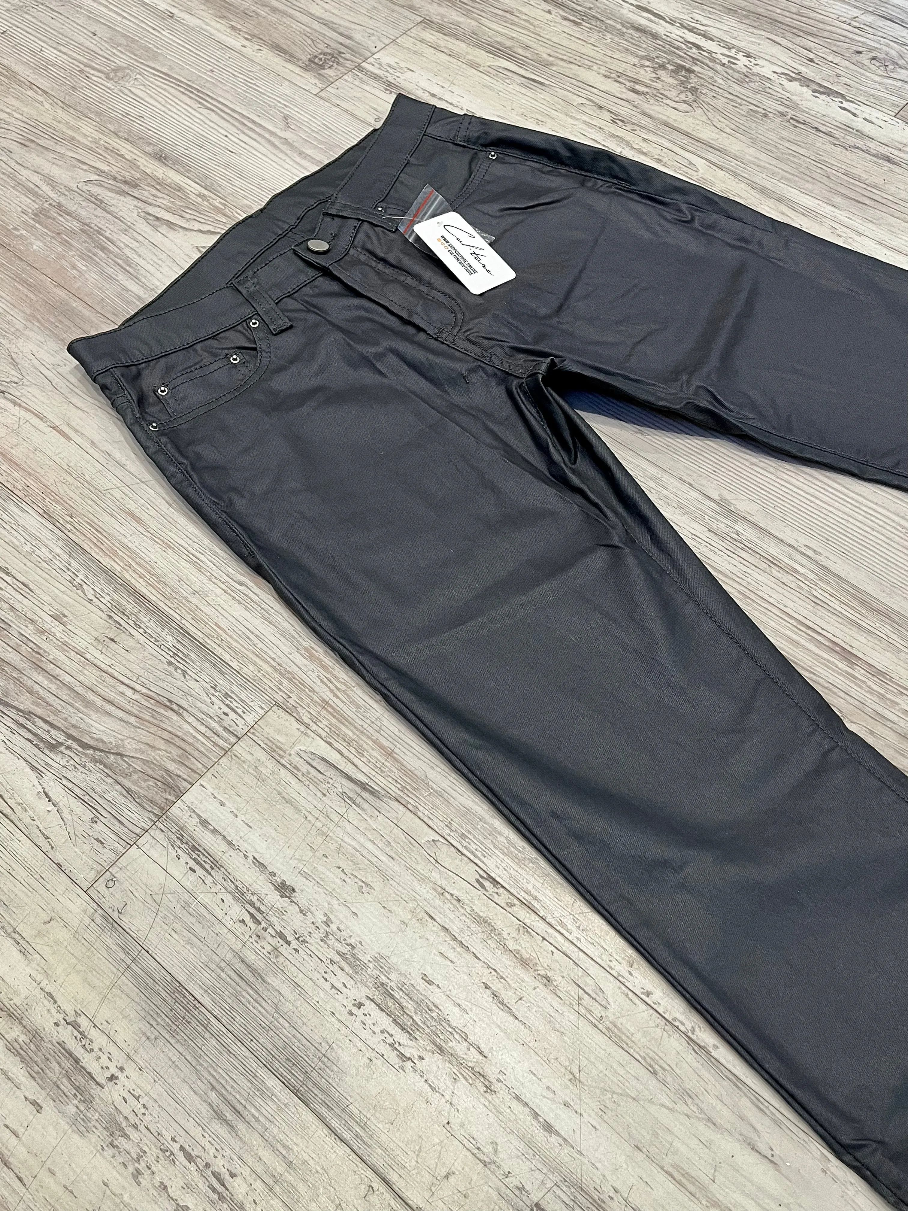 Slate Grey Wax Zipped Denim