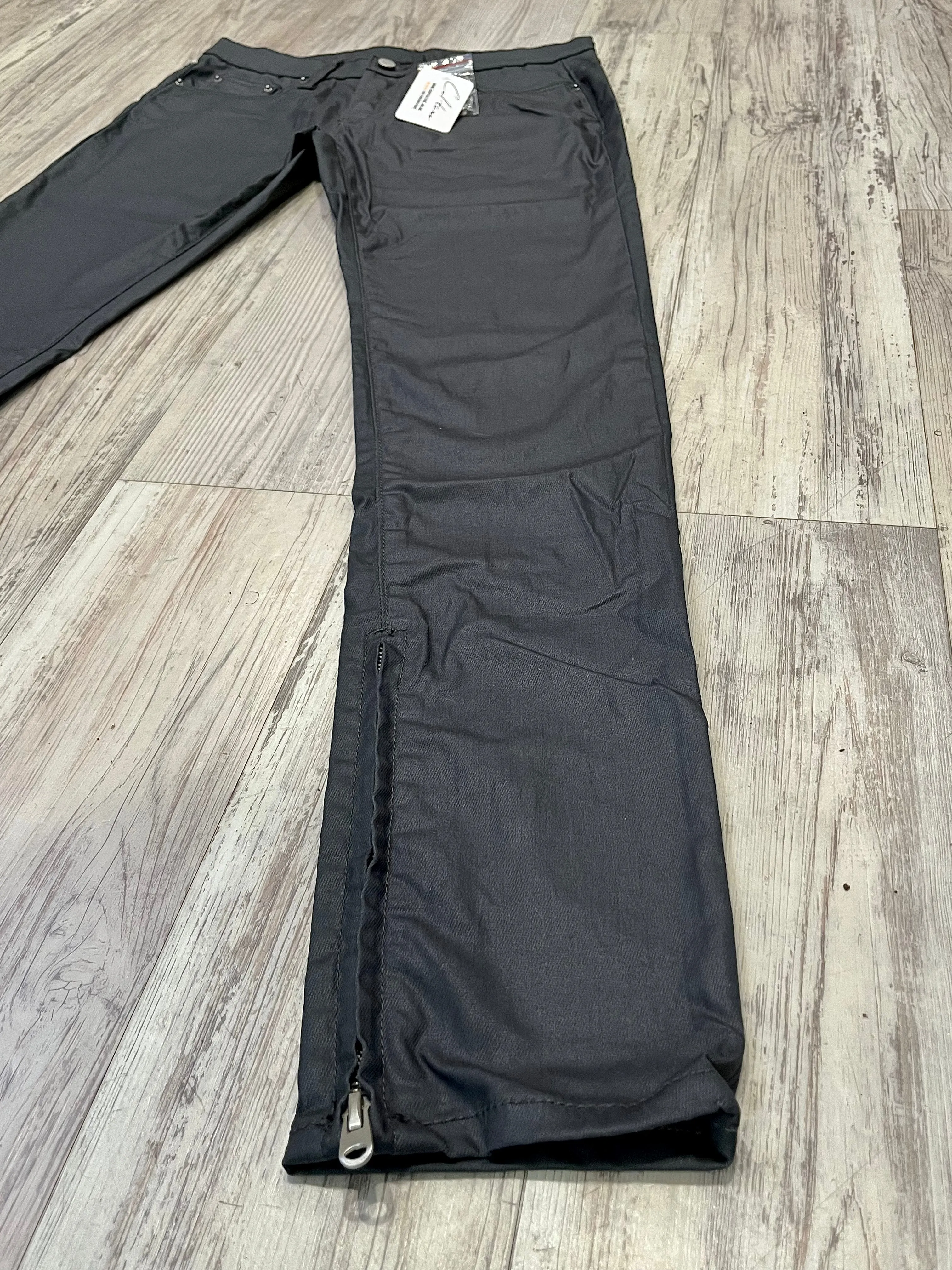 Slate Grey Wax Zipped Denim