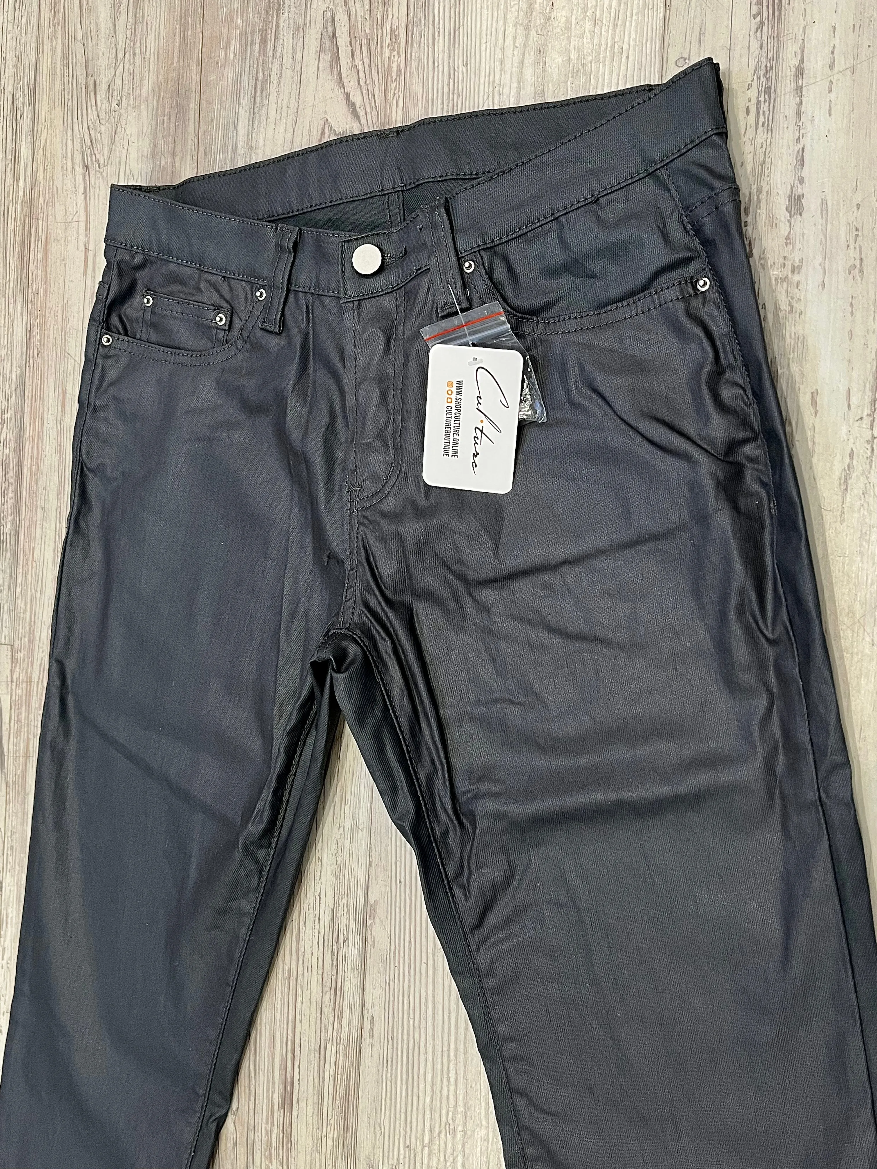 Slate Grey Wax Zipped Denim