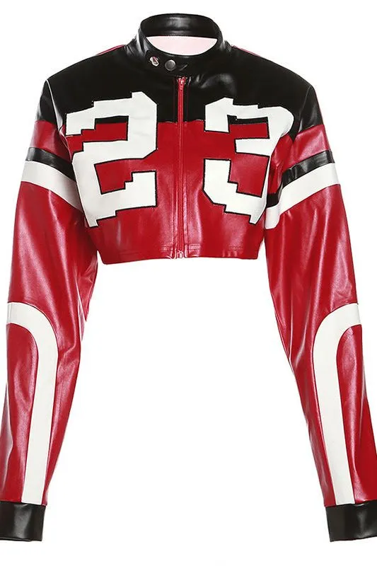 Slim Fit Imitation Motorcycle Leather Jacket