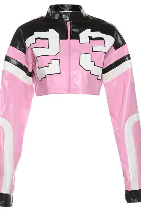 Slim Fit Imitation Motorcycle Leather Jacket