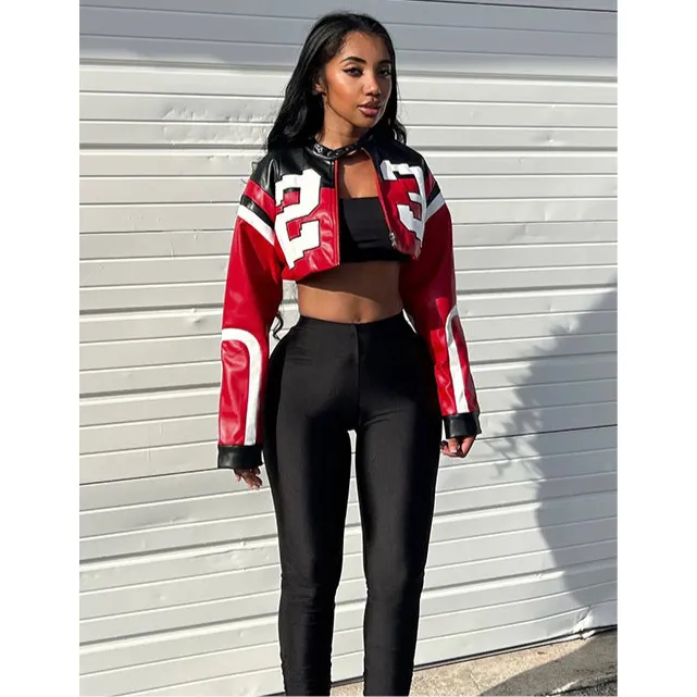 Slim Fit Imitation Motorcycle Leather Jacket