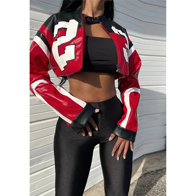 Slim Fit Imitation Motorcycle Leather Jacket