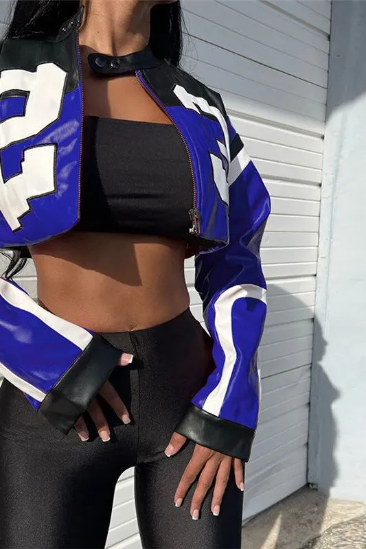Slim Fit Imitation Motorcycle Leather Jacket