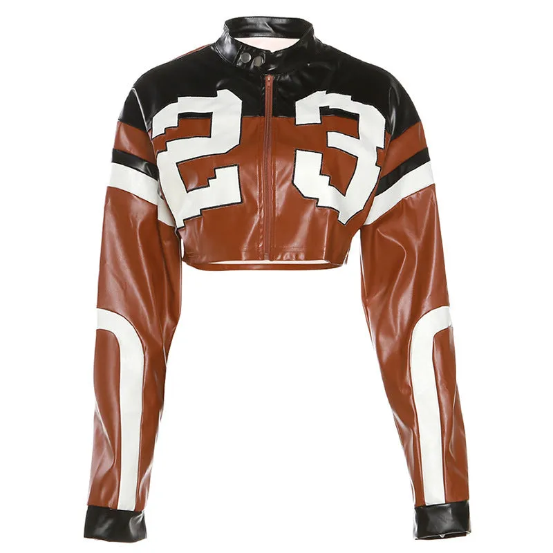 Slim Fit Imitation Motorcycle Leather Jacket