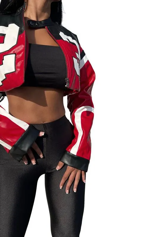 Slim Fit Imitation Motorcycle Leather Jacket