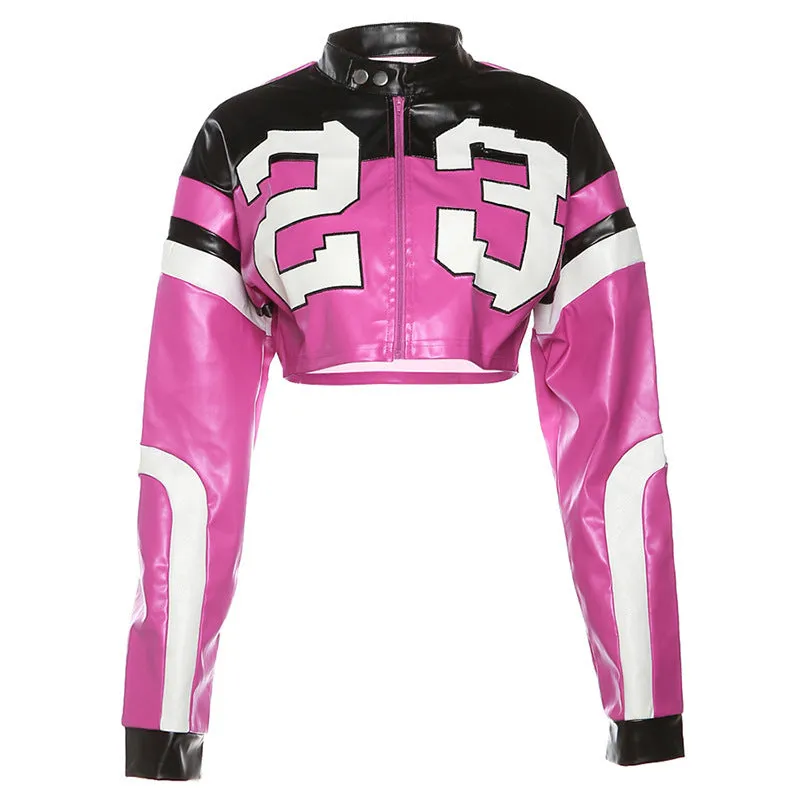 Slim Fit Imitation Motorcycle Leather Jacket