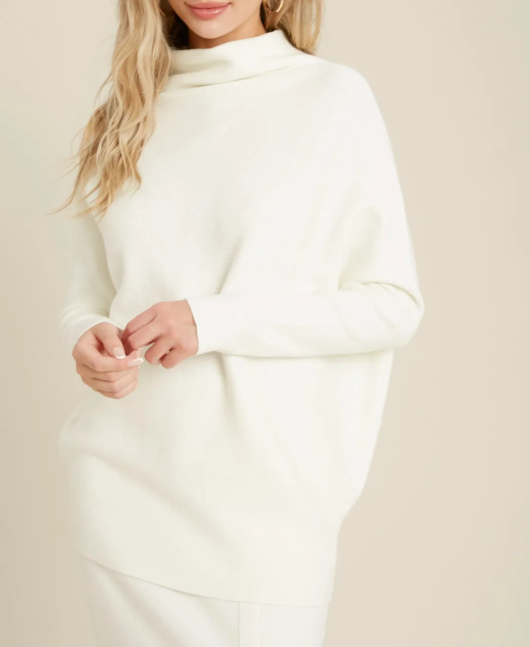SLOUCH-NECK DOLMAN PULLOVER
