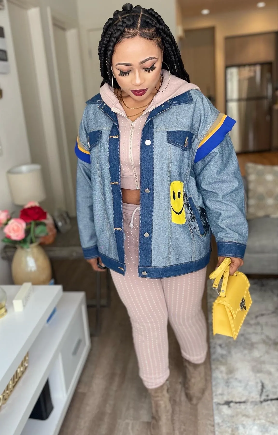 Smiley face Oversized denim Jacket