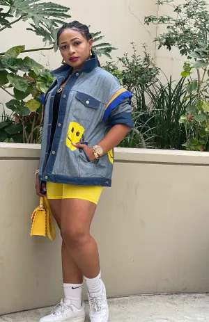 Smiley face Oversized denim Jacket