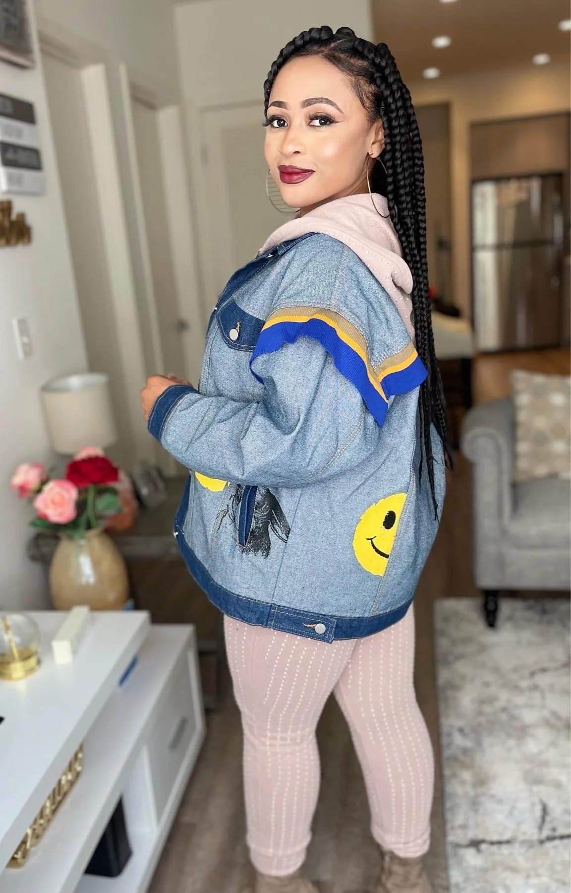 Smiley face Oversized denim Jacket