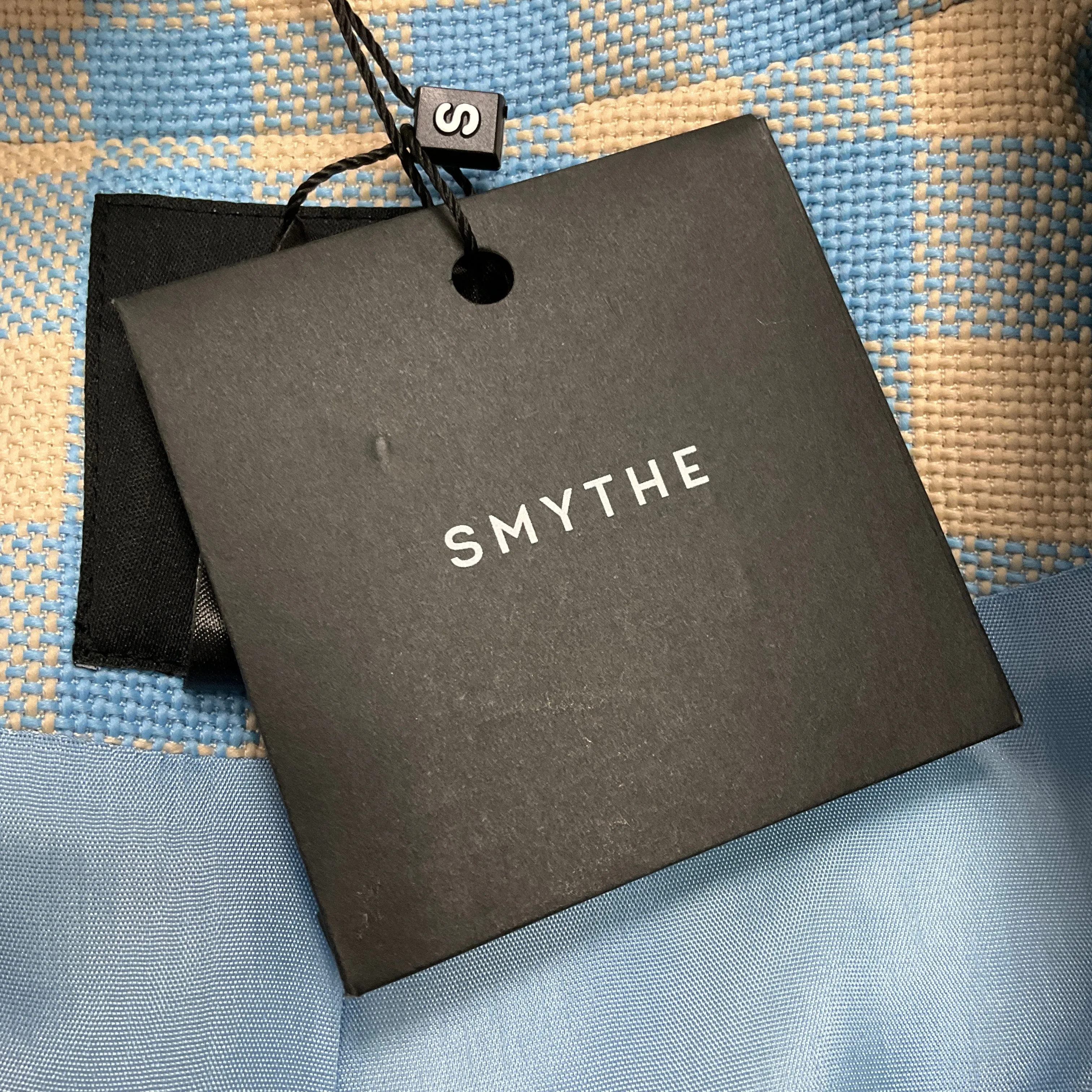 Smythe Blue / Yellow Cornflower Check and Whiskey Leather Patch Pocket Duchess Jacket with Elbow Patch