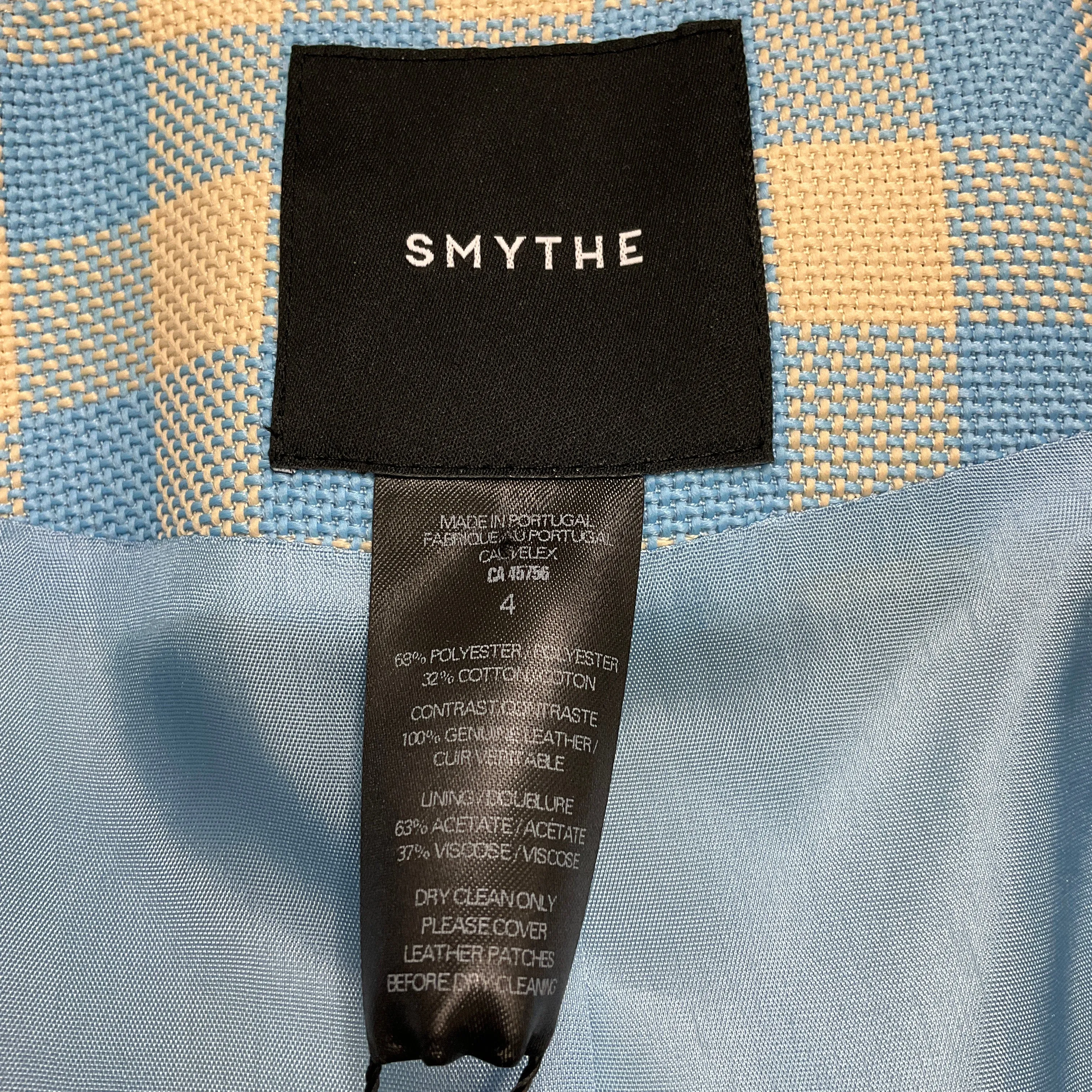 Smythe Blue / Yellow Cornflower Check and Whiskey Leather Patch Pocket Duchess Jacket with Elbow Patch