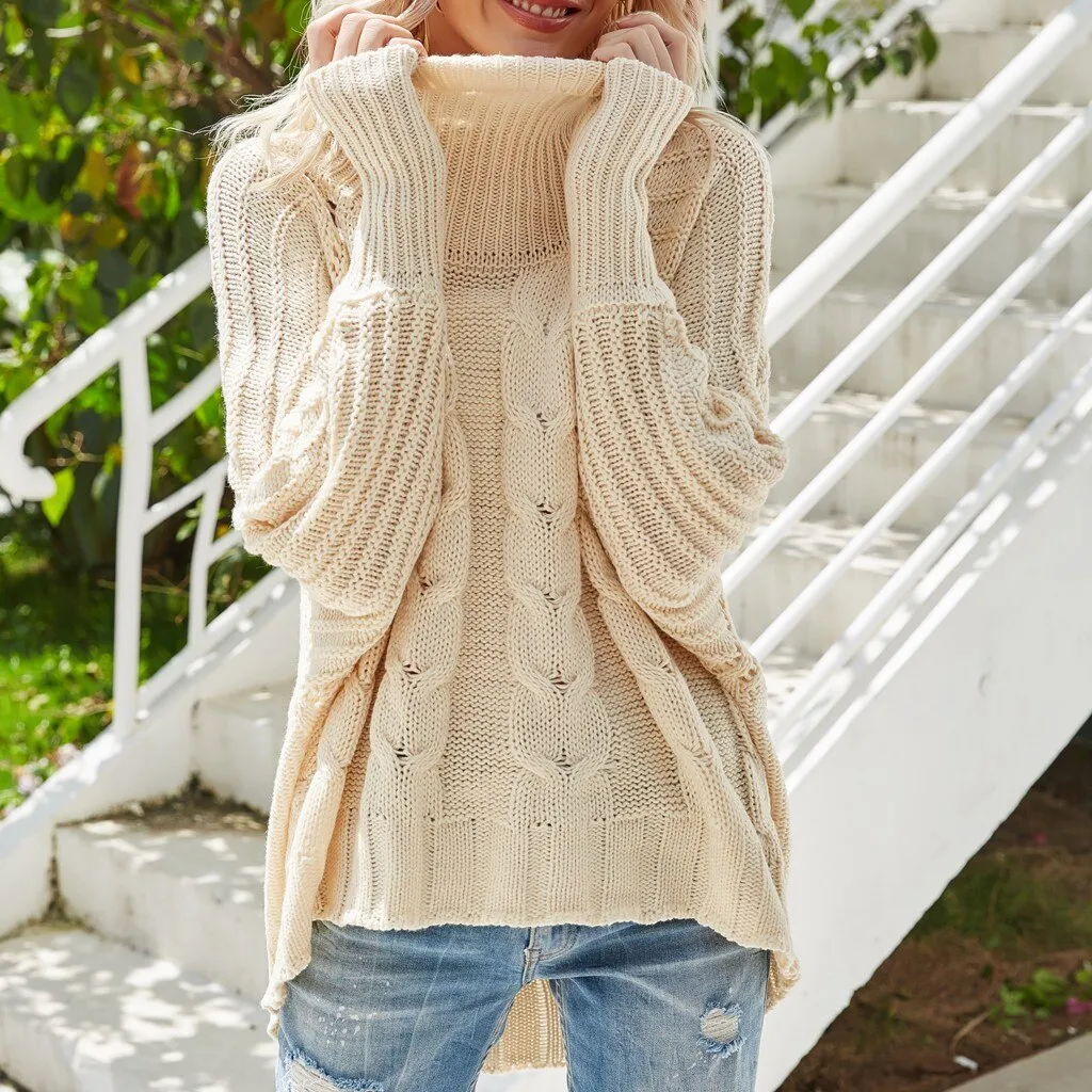 Solid Color Femme Casual Knitted Streetwear
