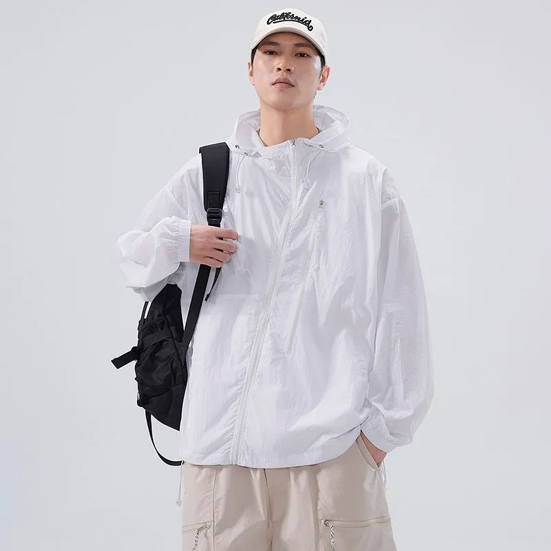 Solid Color Men's Windbreaker Featuring Elastic Band Cuffs
