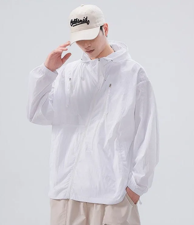 Solid Color Men's Windbreaker Featuring Elastic Band Cuffs