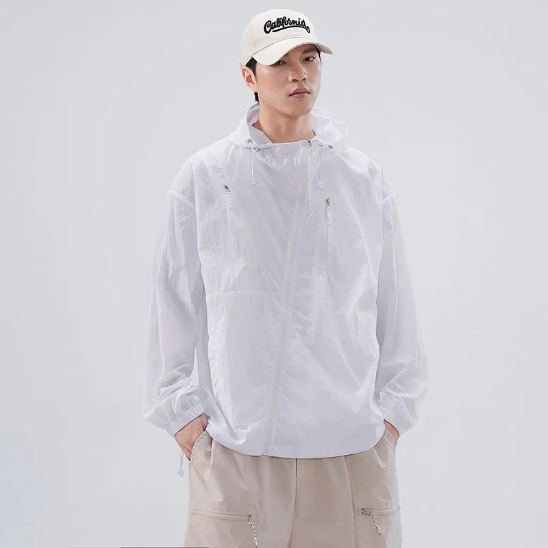 Solid Color Men's Windbreaker Featuring Elastic Band Cuffs