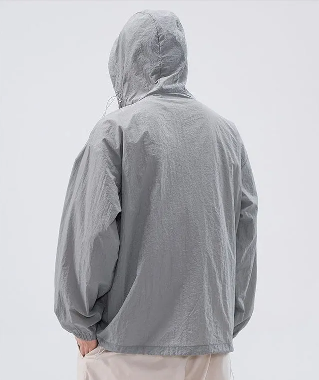 Solid Color Men's Windbreaker Featuring Elastic Band Cuffs