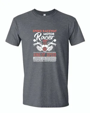 Speed raceway motor racer motorcycle t-shirt