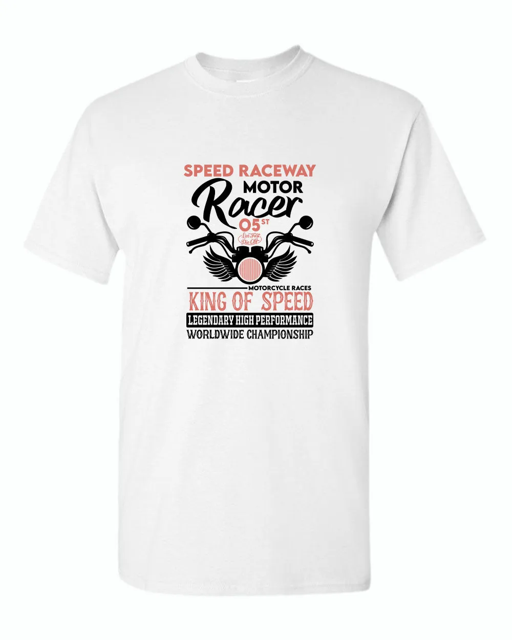 Speed raceway motor racer motorcycle t-shirt