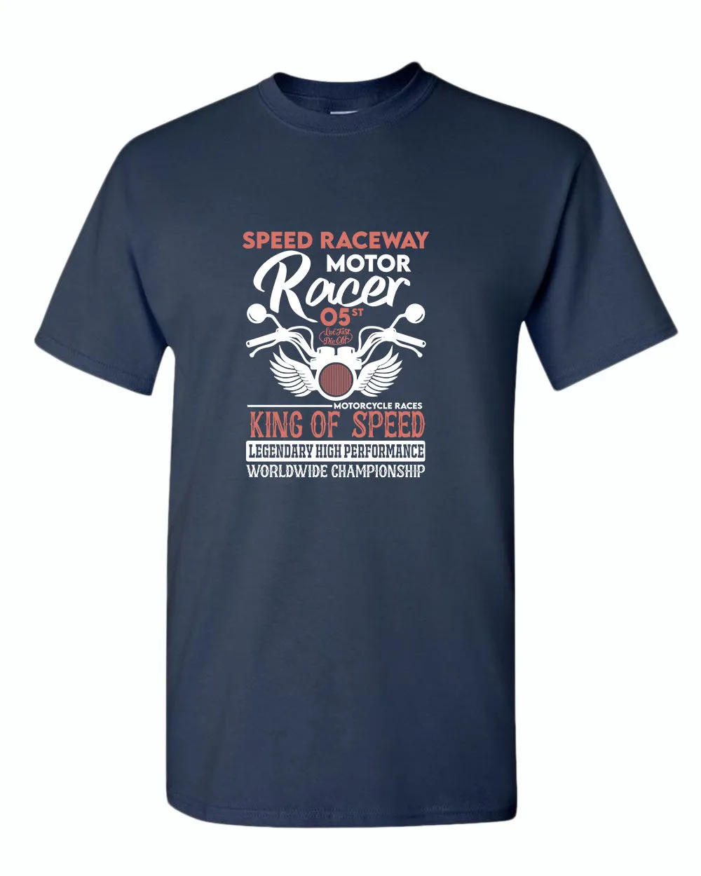 Speed raceway motor racer motorcycle t-shirt
