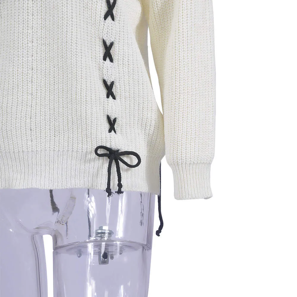 Spring and Summer Fashion V-neck Long-sleeved Sweater Top