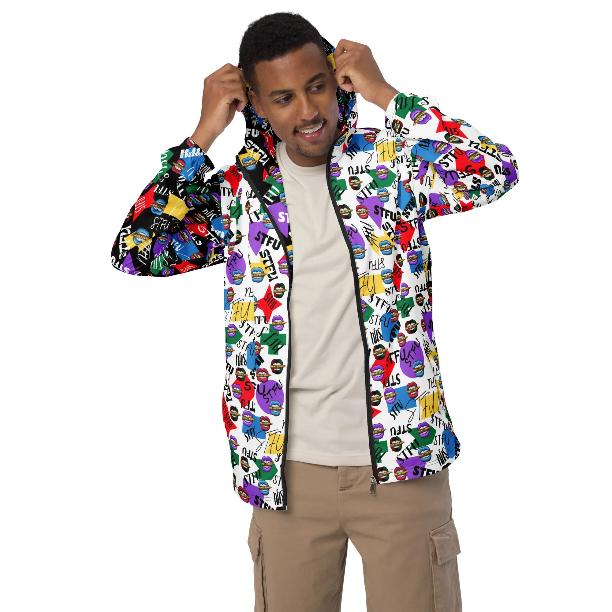 STFU Logos and Colors Men’s Windbreaker - Black/White