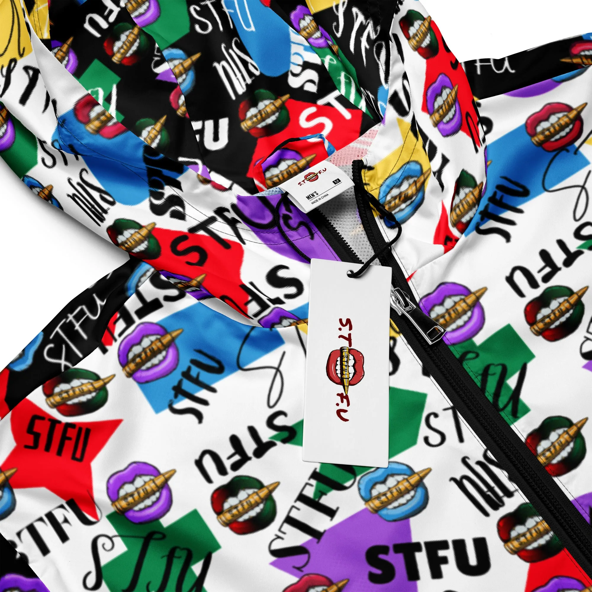 STFU Logos and Colors Men’s Windbreaker - Black/White
