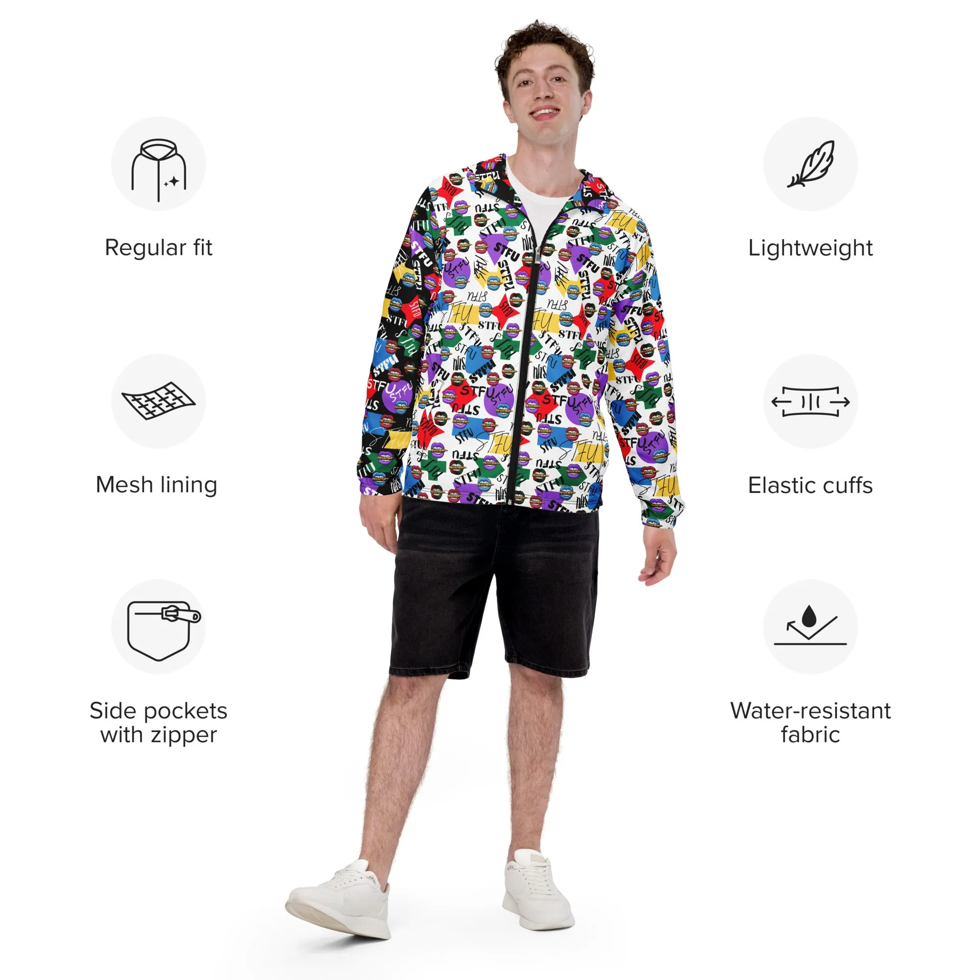 STFU Logos and Colors Men’s Windbreaker - Black/White