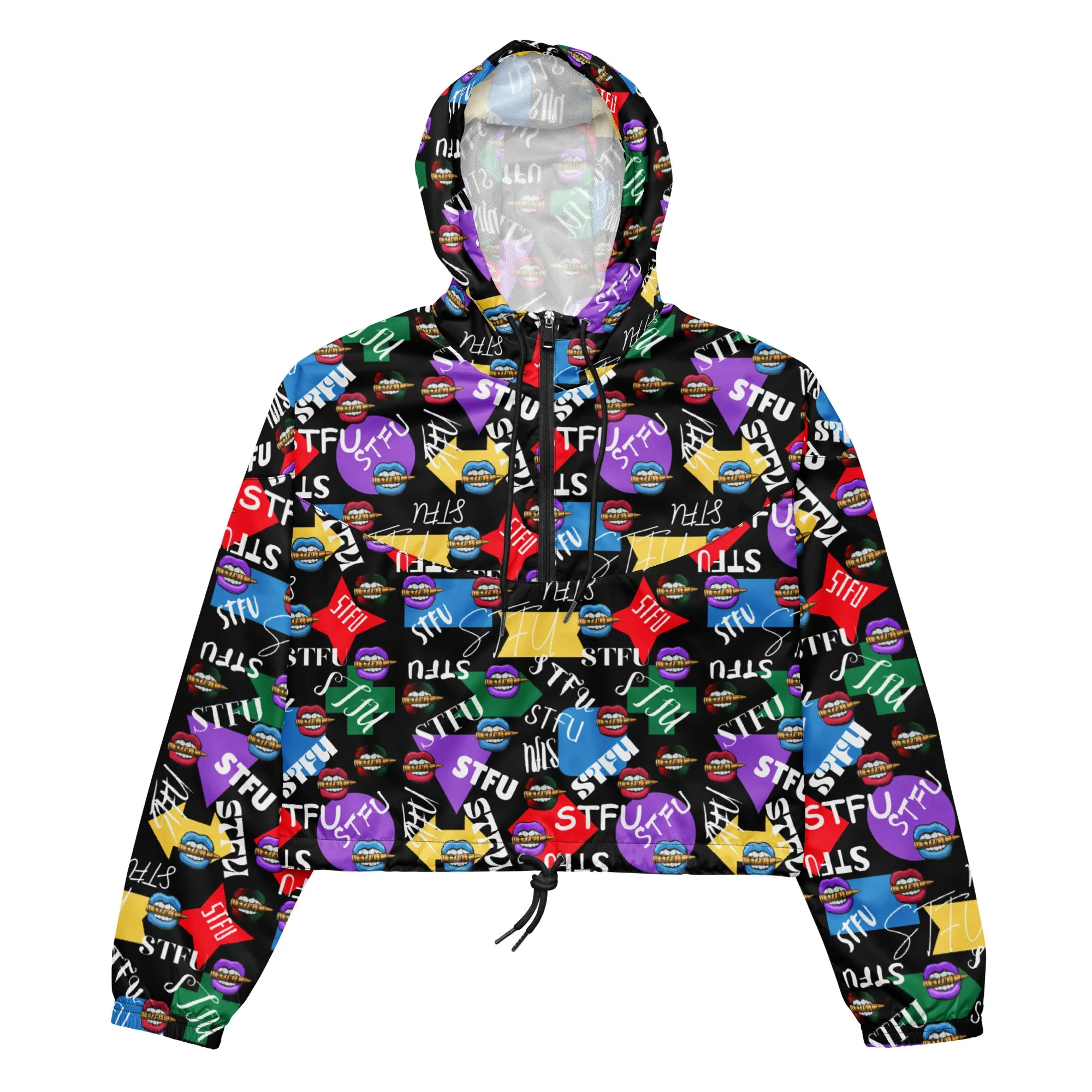 STFU Logos and Colors Women’s Cropped Windbreaker - Black