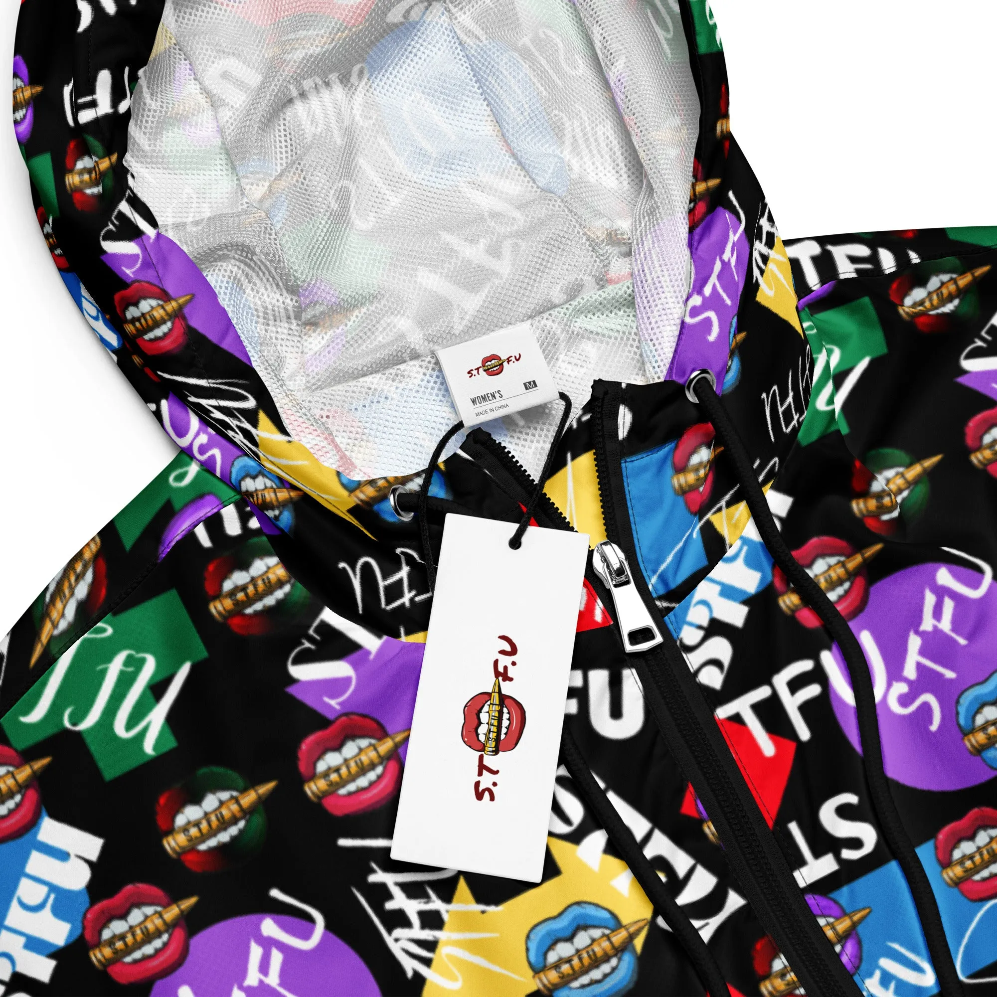 STFU Logos and Colors Women’s Cropped Windbreaker - Black