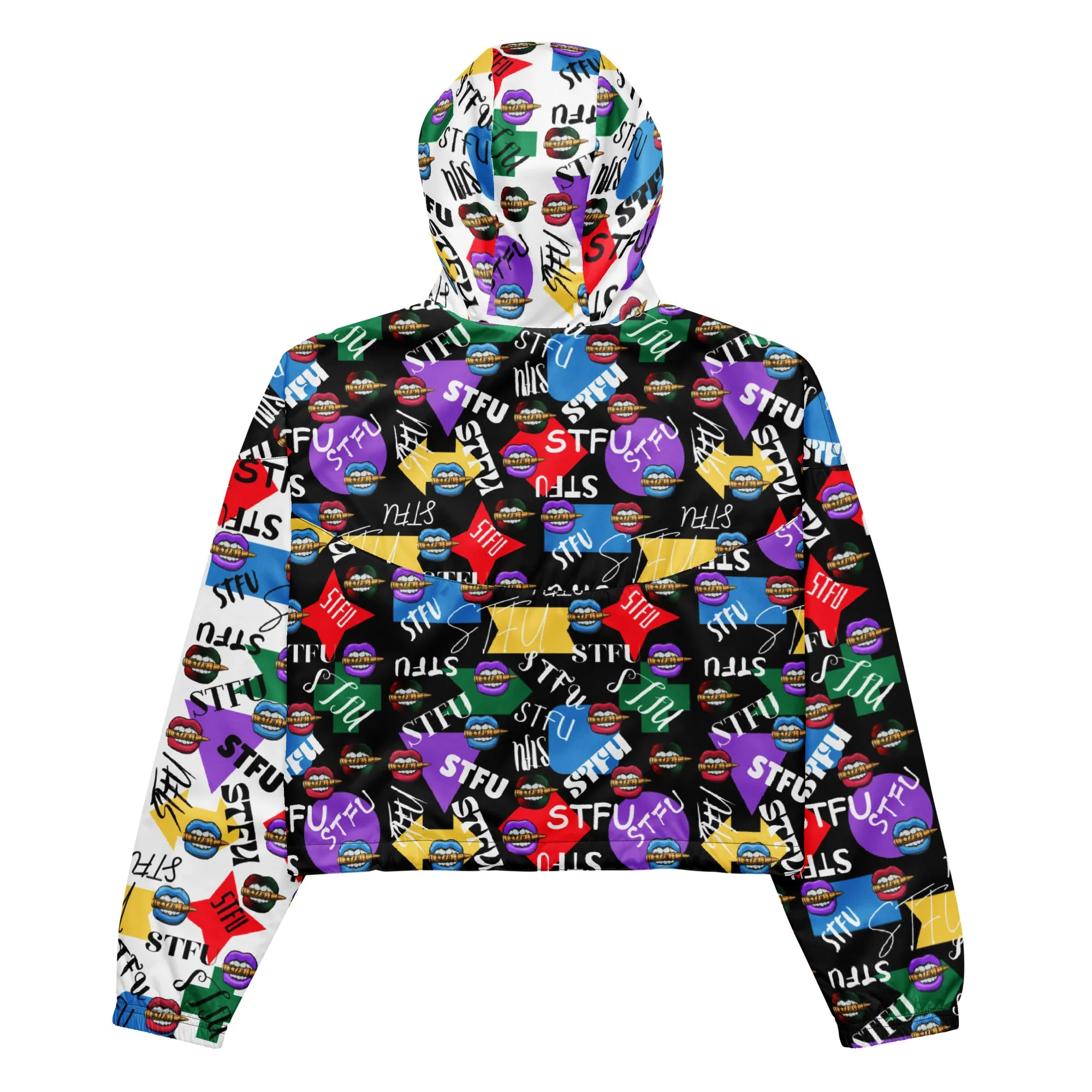 STFU Logos and Colors Women’s Cropped Windbreaker - Black/White