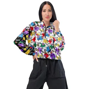 STFU Logos and Colors Women’s Cropped Windbreaker - Black/White