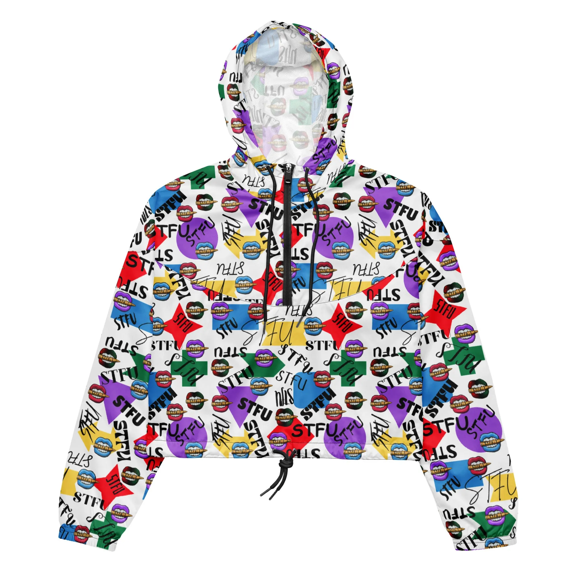STFU Logos and Colors Women’s Cropped Windbreaker - White