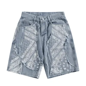 Street Cashew Panel Denim Shorts