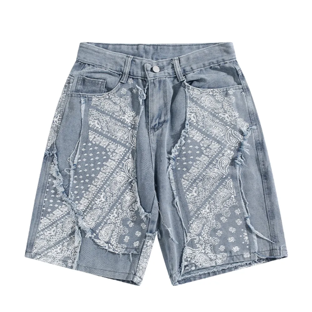 Street Cashew Panel Denim Shorts