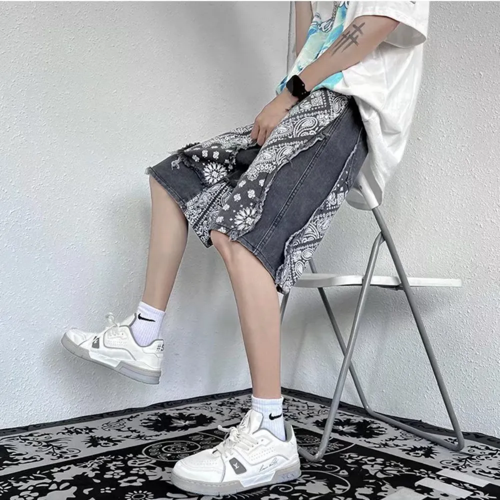 Street Cashew Panel Denim Shorts