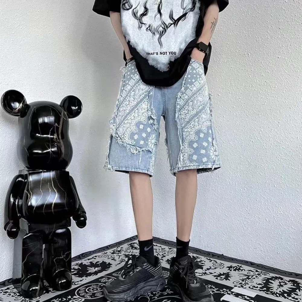 Street Cashew Panel Denim Shorts