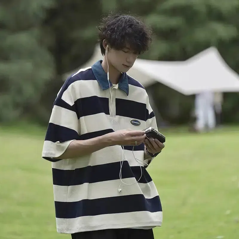 Striped Short-Sleeved Polo Shirt