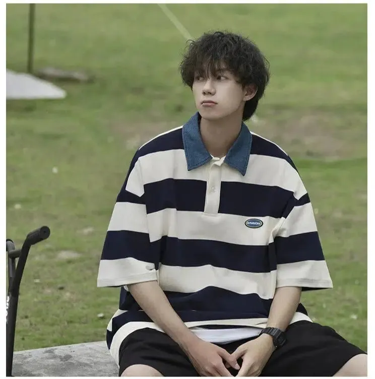 Striped Short-Sleeved Polo Shirt
