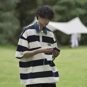 Striped Short-Sleeved Polo Shirt