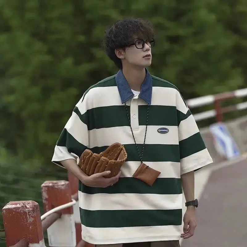 Striped Short-Sleeved Polo Shirt