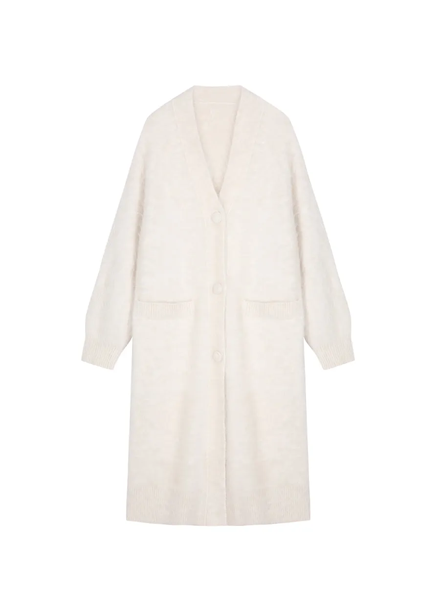 Sweater / JNBY Relaxed V-neck Alpaca Wool Cardigan