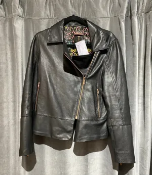 Ted Baker Leather Biker Jacket with Rose Gold Hardware