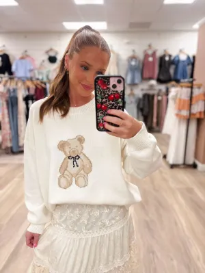 Teddy Love White Pullover