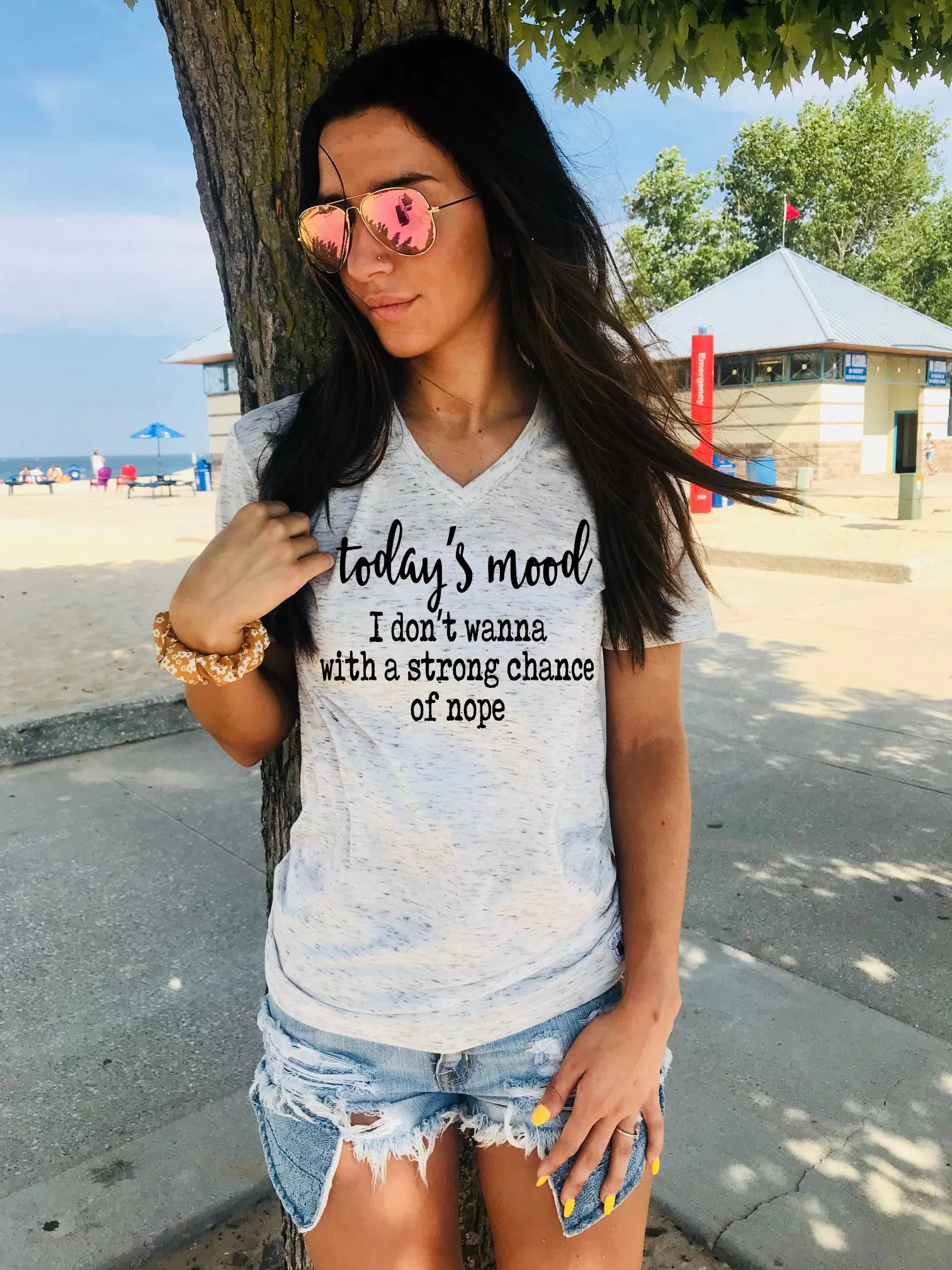 Today's Mood Shirt - Unisex V Neck