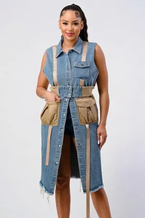TRENDY CONTRAST DENIM JACKET