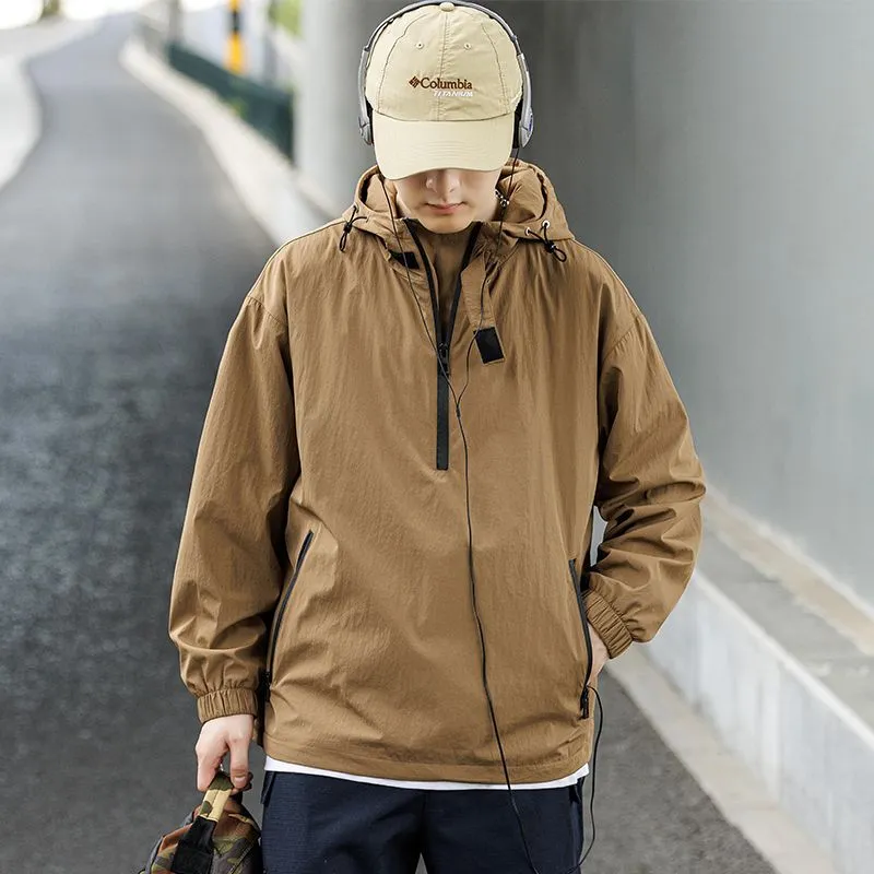 Trendy Solid Color Windbreaker for Camping and Mountaineering
